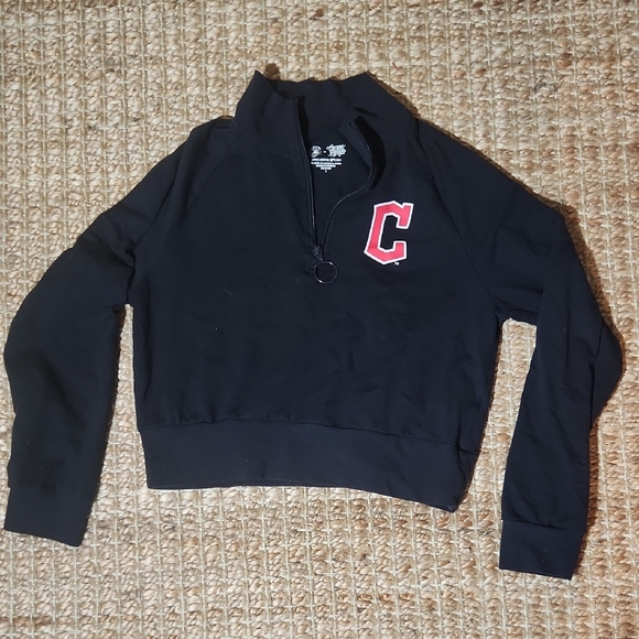 Campus Lifestyle Sweaters - Chic Black Half-Zip Women's Sweater with Red Accent